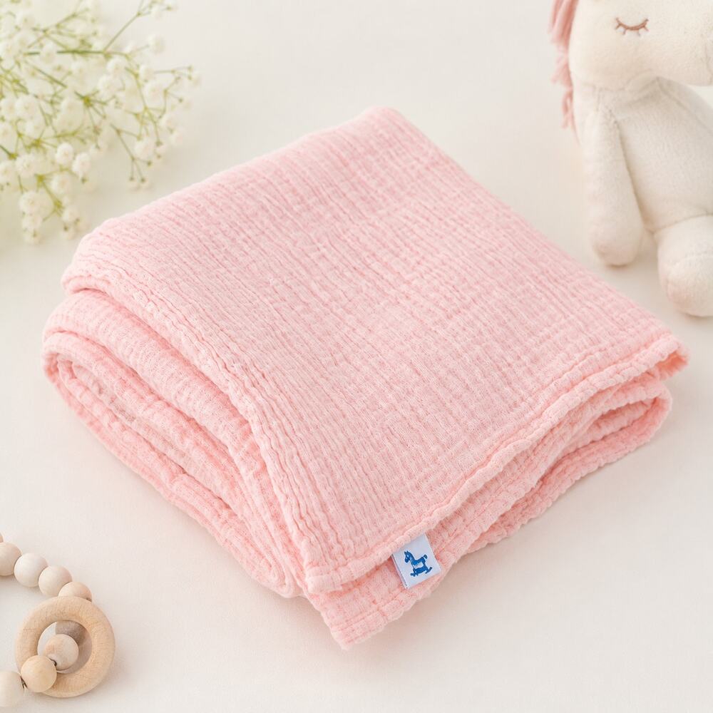 Little Unicorn Organic Cotton Muslin Swaddle Blanket Pink 46" x 45